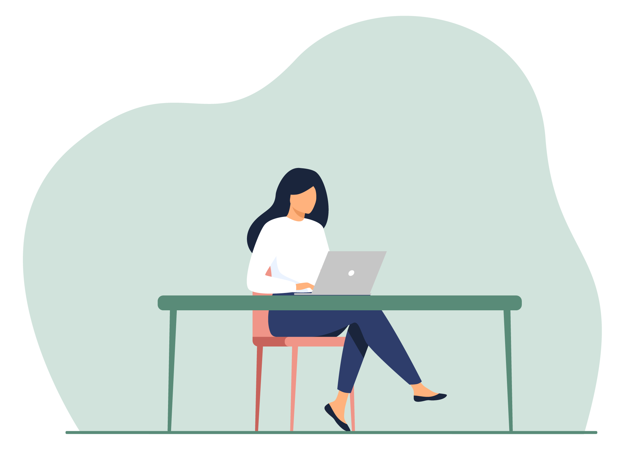 Illustration of a woman working on her laptop